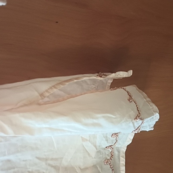 (F1-1) Peach Peasant Top Drawstring Neck Keyhole 3/4 Sleeve Sequin accents 20W - Picture 6 of 9